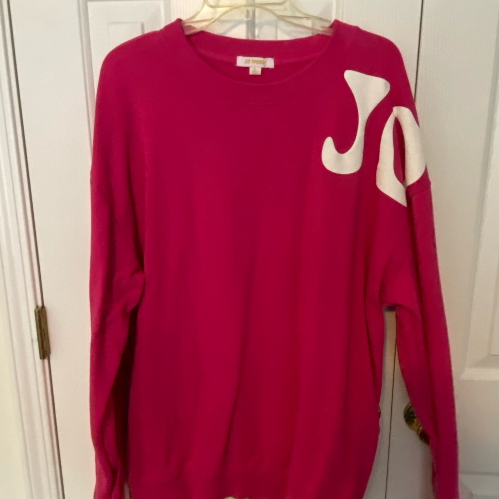Jo West Pink Sweater with White Accents